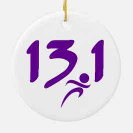 Ornement Rond En Céramique Semi-marathon 13,1 de pourpre