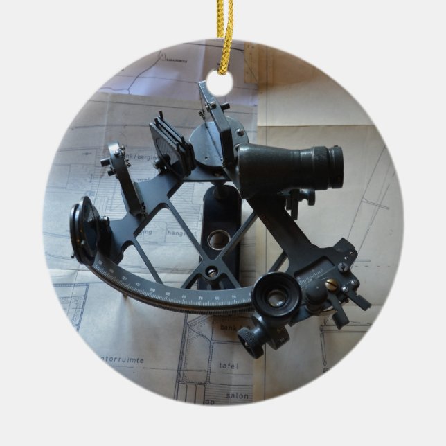 Ornement Rond En Céramique Sextant Pour La Navigation Céleste (Devant)