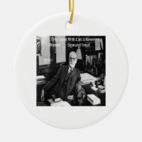Sigmund Freud Dans Son Bureau Et Citation De Chat 