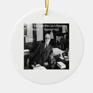 Ornement Rond En Céramique Sigmund Freud Dans Son Bureau Et Citation De Chat 