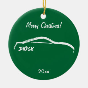 Ornement Rond En Céramique Silhouette de blanc de Nissan 240SX