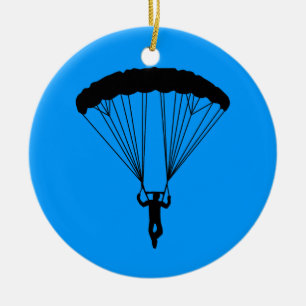 Ornement Rond En Céramique silhouette de parachutiste
