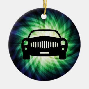 Ornement Rond En Céramique Silhouette de voiture ; Cool