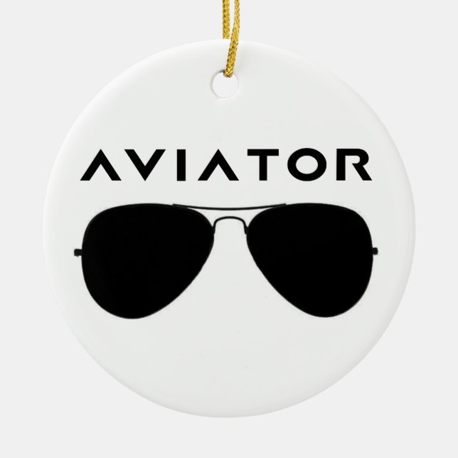 Ornement Rond En Céramique Silhouette des lunettes SU de l'aviateur (Devant)