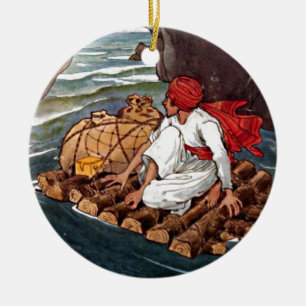 Ornement Rond En Céramique Sinbad le voilier naufrage Trésor Aladdin Boy