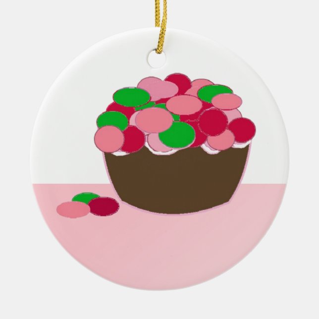 Ornement Rond En Céramique Smartie Cupcake (Devant)