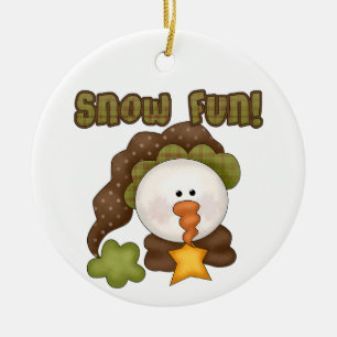 Ornement Rond En Céramique Snow Fun Snowman Orament