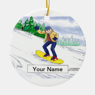 Ornement Rond En Céramique Snowboard - Homme
