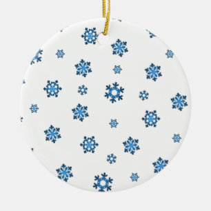 Ornement Rond En Céramique Snowflakes (bleu et noir)