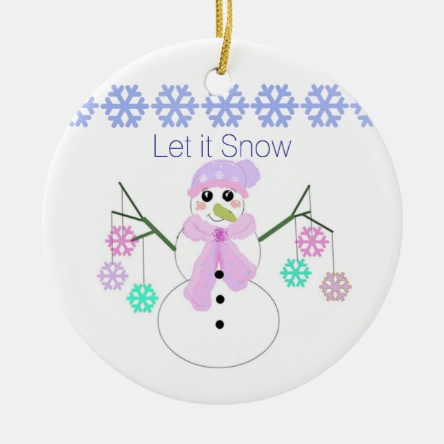 Ornement Rond En Céramique Snowman avec Flèches de neige (Devant)