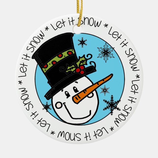 Ornement Rond En Céramique Snowman Laisser Neige (Devant)