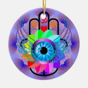 Ornement Rond En Céramique Soigner l'ornement du hamsa