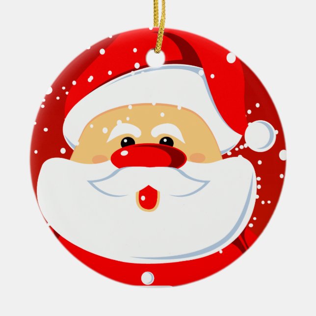 Ornement Rond En Céramique Soirée de Noël du Père Noël (Devant)