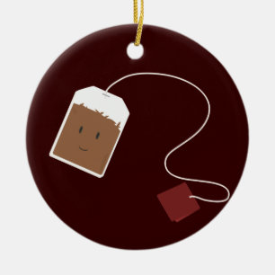 Ornement Rond En Céramique Sourire de sachet à thé