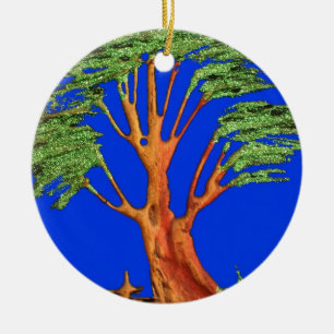 Ornement Rond En Céramique Sous le ciel bleu : La collection d'arbres Acacia