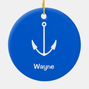 Ornement Rond En Céramique Sous-marin votre Ancre des textes