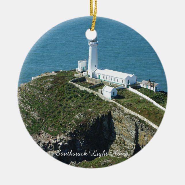 Ornement Rond En Céramique Southstack Light House Wales. (Devant)