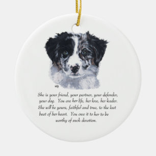 Ornement Rond En Céramique Souvenirs de border collie