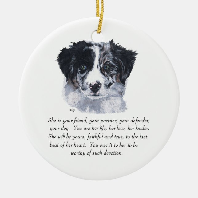 Ornement Rond En Céramique Souvenirs de border collie (Devant)