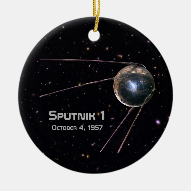 Ornement Rond En Céramique Spoutnik 1 Satellite terrestre (Devant)
