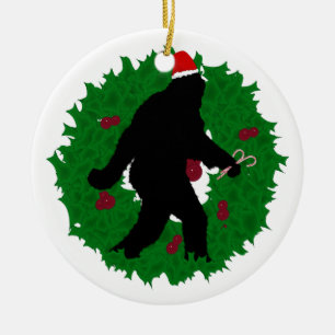 Ornement Rond En Céramique Squatchine de Noël'