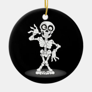 Ornement Rond En Céramique Squelette heureux de Halloween
