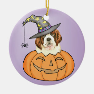 Ornement Rond En Céramique St. Bernard Halloween