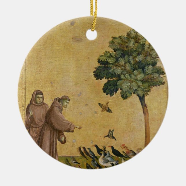 Ornement Rond En Céramique St Francis d'Assisi prêchant aux oiseaux (Devant)