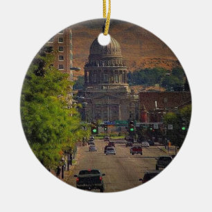 Ornement Rond En Céramique State Capital in Boise, Idaho