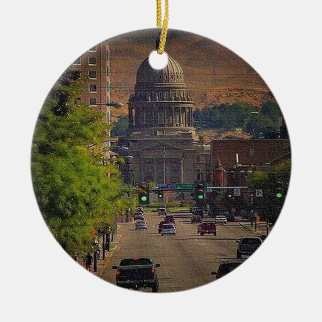 Ornement Rond En Céramique State Capital in Boise, Idaho (Devant)