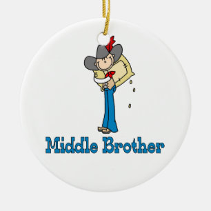 Ornement Rond En Céramique Stick Cowboy Middle Brother