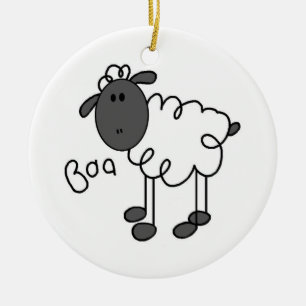 Ornement Rond En Céramique Stick Figure Sheep T-shirts et cadeaux