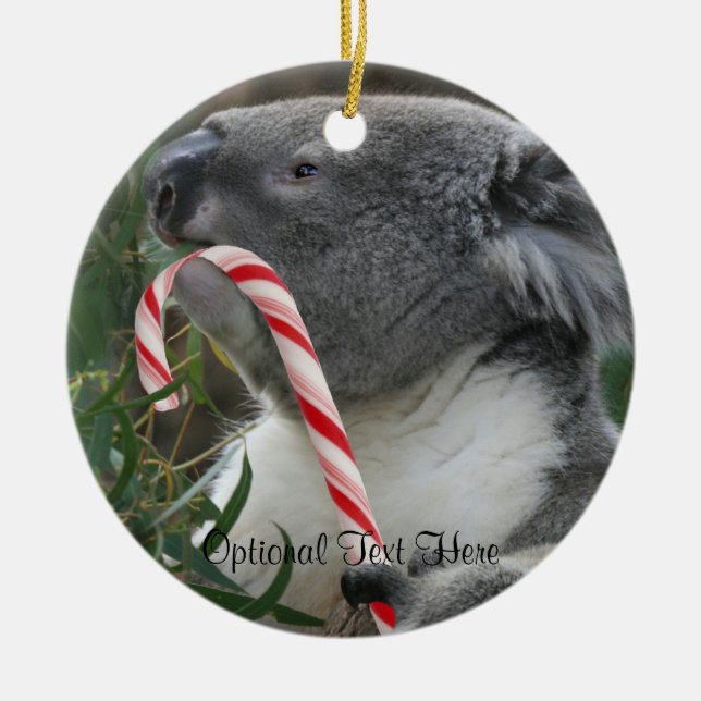 Ornement Rond En Céramique Sucre de canne de Noël Koala (Devant)