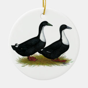 Ornement Rond En Céramique Suédois Canards Noirs