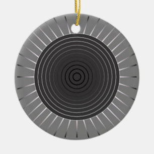 Ornement Rond En Céramique Sunburst géométrique moderne - Hématite foncé gris