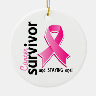 Ornement Rond En Céramique Survivant 19 de cancer du sein