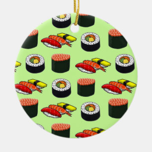 Ornement Rond En Céramique Sushi vert Wasabi