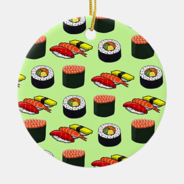 Ornement Rond En Céramique Sushi vert Wasabi (Devant)