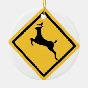 Ornement Rond En Céramique Symbole de croisement de cerfs communs