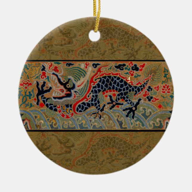 Ornement Rond En Céramique Symbole dragon chinois Antique asiatique (Devant)