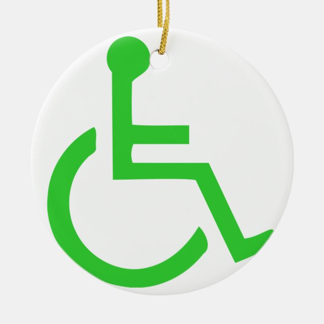Ornement Rond En Céramique Symbole fauteuil roulant (Devant)