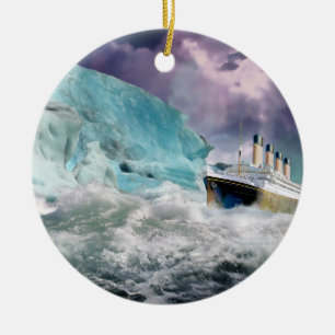 Ornement Rond En Céramique Tableau Titanic et Iceberg RMS