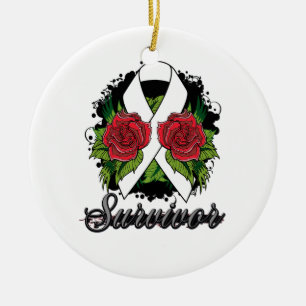 Ornement Rond En Céramique Tatouage grunge rose de survivant de scoliose