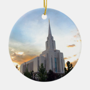 Ornement Rond En Céramique temple mormon Oquirrh Mountain Utah LDS