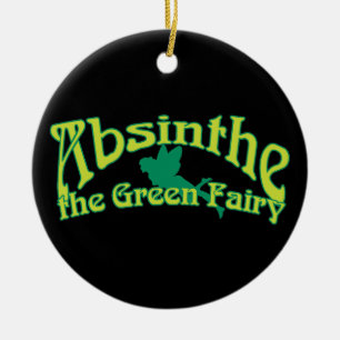 Ornement Rond En Céramique Texte d'absinthe la fée verte
