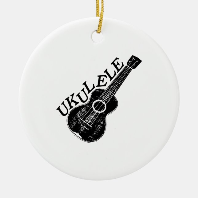 Ornement Rond En Céramique Texte Et Image Ukulele (Devant)