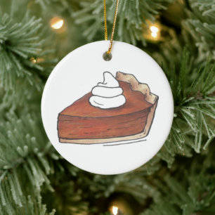 Ornement Rond En Céramique Thanksgiving Christmas Citrouille Pie Slice Desser