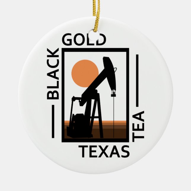 Ornement Rond En Céramique Thé Texas Black Gold (Devant)