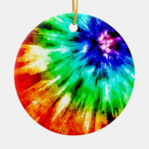 Ornement Rond En Céramique Tie Dye rencontre l'aquarelle