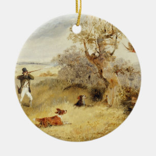 Ornement Rond En Céramique Tir de faisan (huile sur la toile) 2